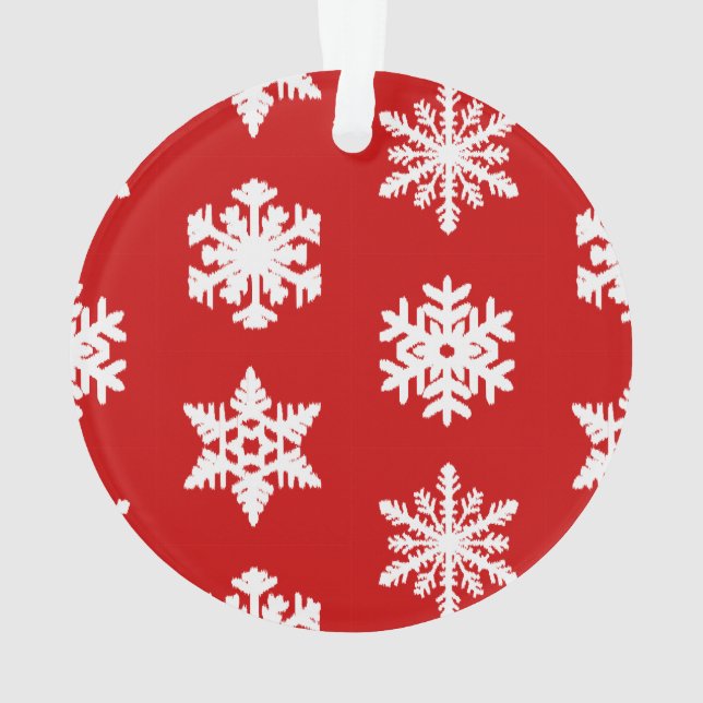 Snowflakes Ikat - Rouge foncé et blanc (dos)