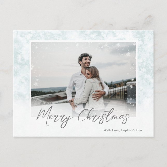 Snowflakes Joyeux Noël Une photo carte postale (Devant)