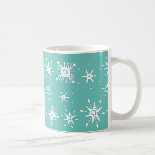Snowflakes Mélange Géométrique Turquoise Mug (Droite)