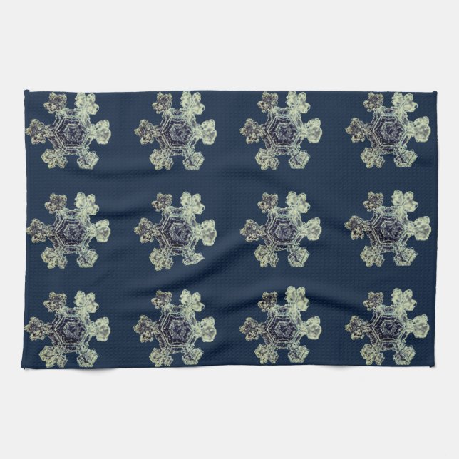 Snowflakes Midnight Blue Serviettes de cuisine (Horizontal)
