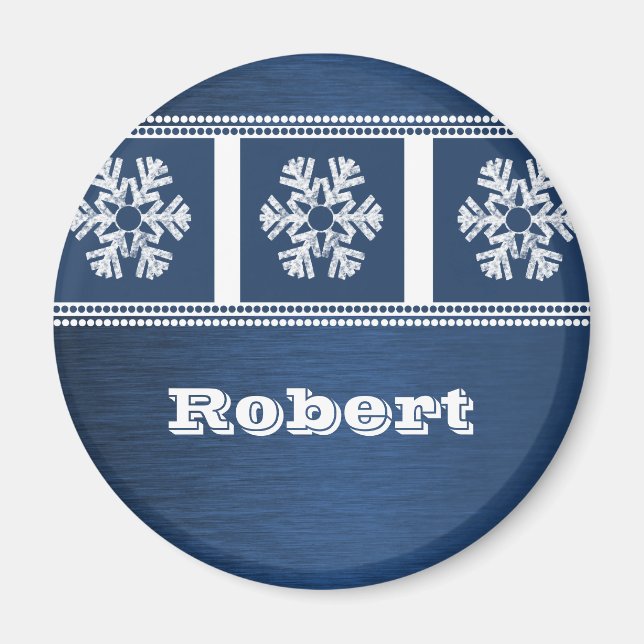 Snowflakes moderne Magnet de vacances, Royal Blue (Devant)