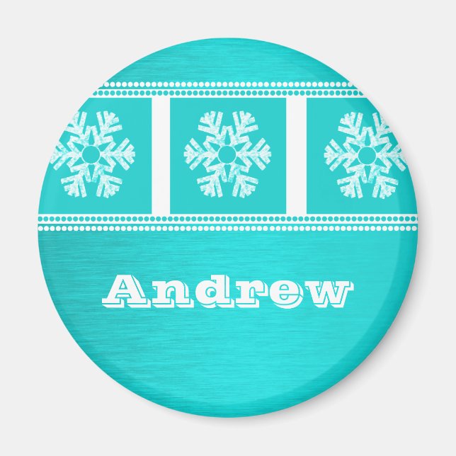 Snowflakes moderne Magnet de vacances, Turquoise (Devant)