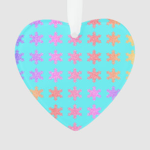 Snowflakes Motif Glittery Or Turquoise bleu