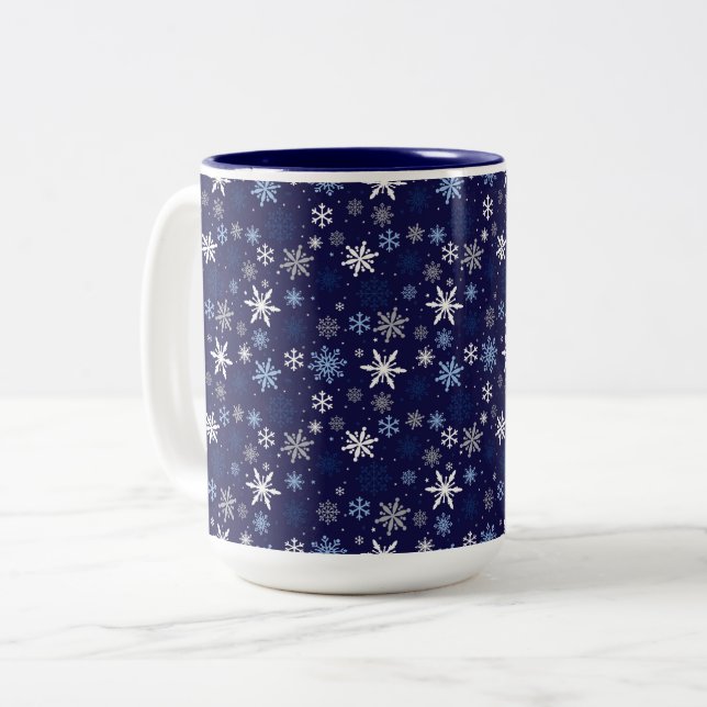 Snowflakes Mug à café à deux tons (Devant gauche)