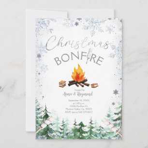 Snowflakes Noël Bonfire Invitation