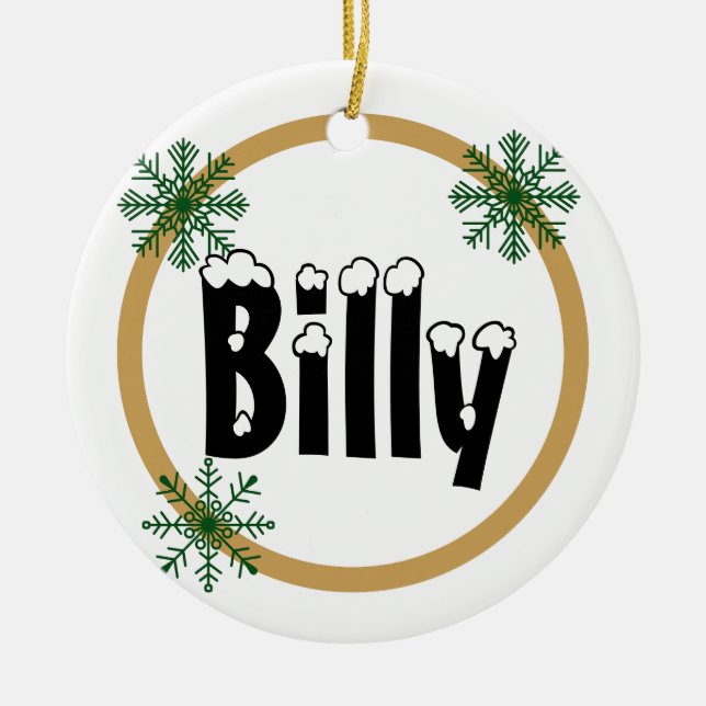 Snowflakes Nom personnalisé Ornement en céramique (Devant)