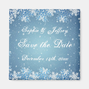 Snowflakes on blue Save the Date Magnet
