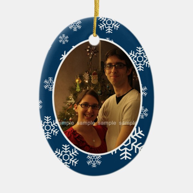 Snowflakes Ovale Photo Ornement (Devant)