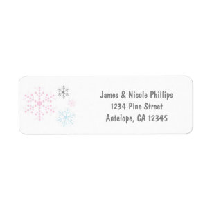 Snowflakes Pink Blue Holiday Étiquettes de adresse