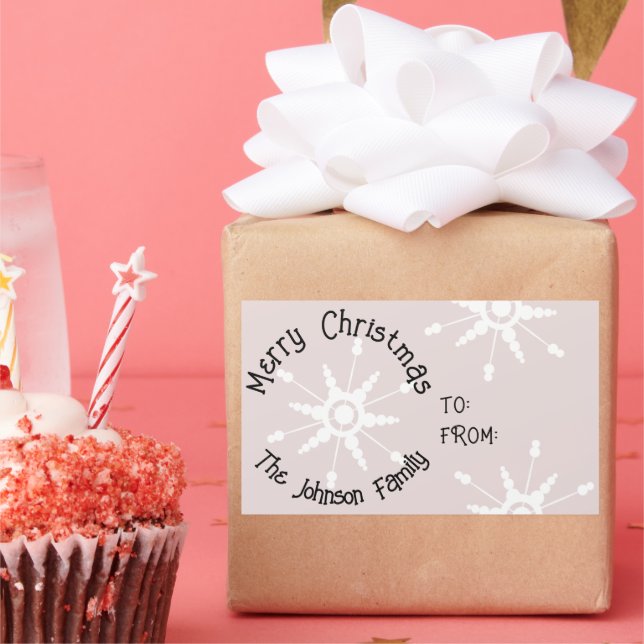 Snowflakes Pink Christmas Sticker rectangulaire (Fête)