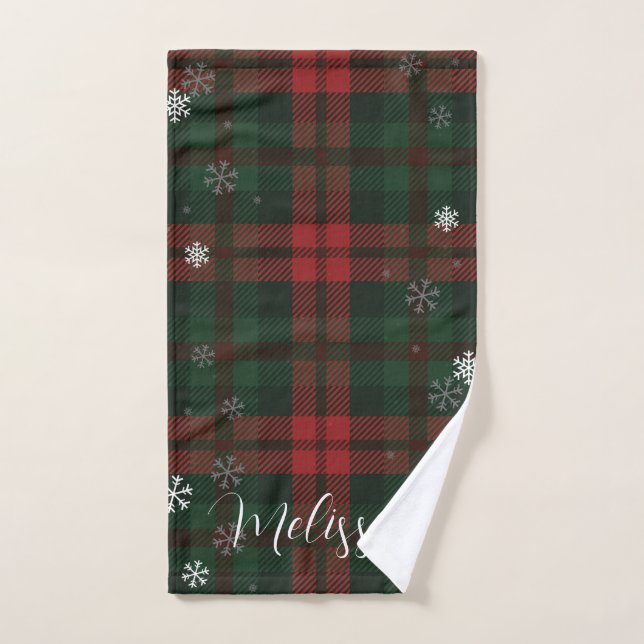 Snowflakes Plaid Motif hiver personnalisé (Serviette à main)