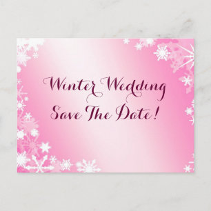 Snowflakes rose doux Enregistrer la date Carte pos