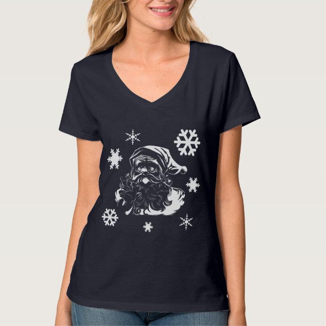 Snowflakes Santa Claus T-shirt bleu Noël V (Devant)