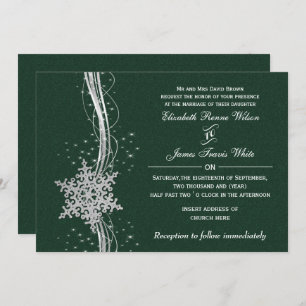 Snowflakes Silver vert invitations de mariage hive