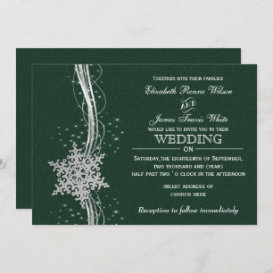 Snowflakes Silver vert invitations de mariage hive