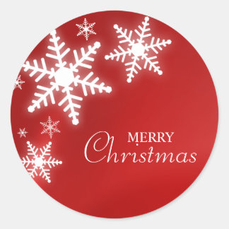 Snowflakes sur autocollant rouge