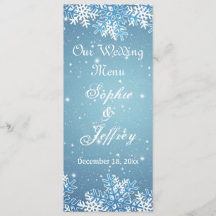 Snowflakes sur le bleu Noël Menu Mariage