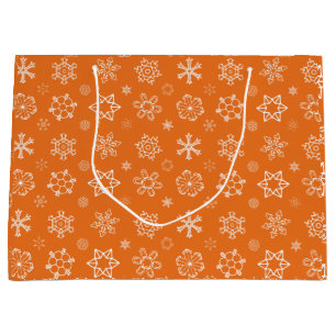 Snowflakes sur Orange Christmas Cadeau Sac