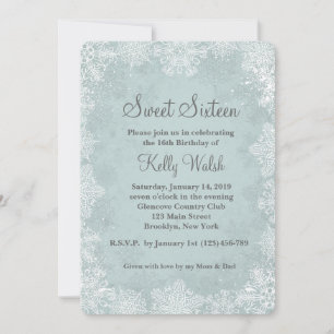 Snowflakes Sweet 16 Winter Wonderland Invitation