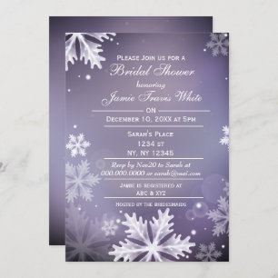 Snowflakes violet hiver nuptiale douche invitation