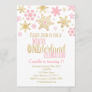 Snowflakes Winter ONE derland Invitation d'anniver