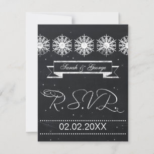snowflèches tableau noir mariage d'hiver RSVP