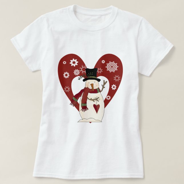 Snowman aime les T-shirts et cadeaux de neige (Design devant)