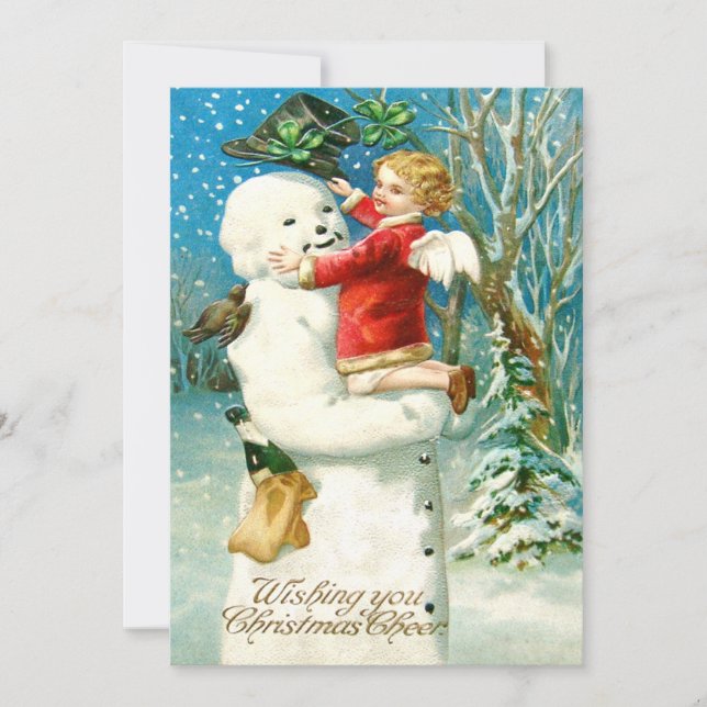 Snowman Angel Cherub Four Leaf Clocher (Devant)