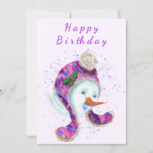 Snowman Anniversaire En Béanie Rose Violet Casquet