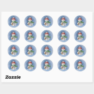 Snowman aquarelle peinture Sticker Classic rond