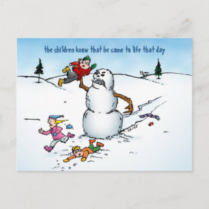 Snowman attaque la carte postale des vacances amus
