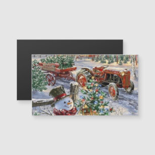 Snowman avec arbre de Noël et tracteur magnétique