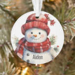 Snowman avec votre nom Acrylique<br><div class="desc">Au-delà d'une simple décoration, notre ornement Acrylique Snowman personnalisé est un témoignage de la beauté des souvenirs individuels et des moments partagés pendant la saison festive. Que ce soit pour votre propre arbre ou un cadeau pour quelqu'un de spécial, cet ornement est voué à illuminer les visages et les coeurs....</div>
