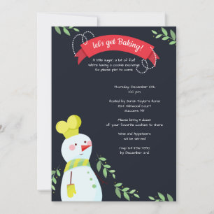 Snowman Baker Cookie Exchange Party Invitation