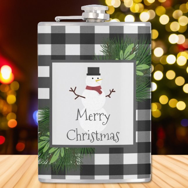 Snowman Buffalo Flacon Plaid (Snowman Buffalo Plaid Flask)