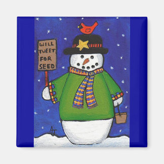 Snowman & Cardinal - aimant de Noël