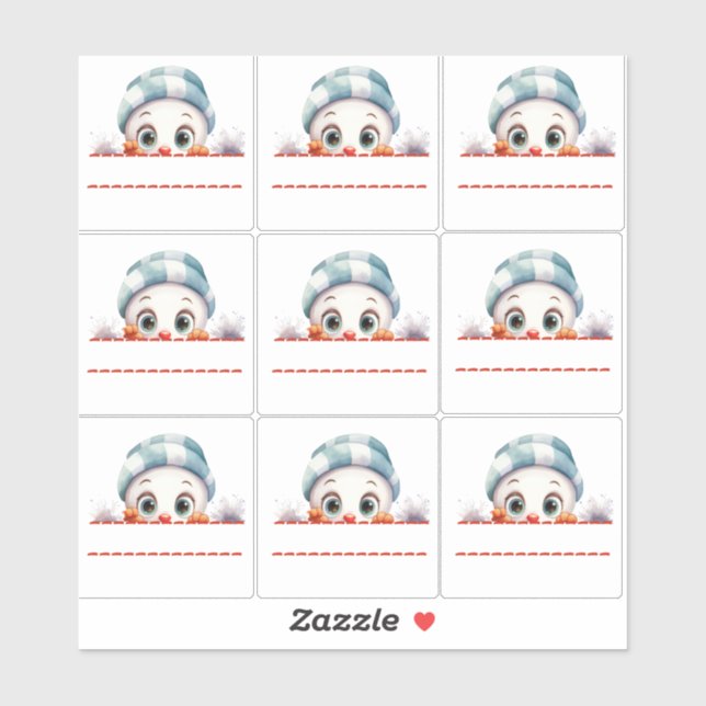 Snowman Christmas Gift Label stickers  (Feuille)