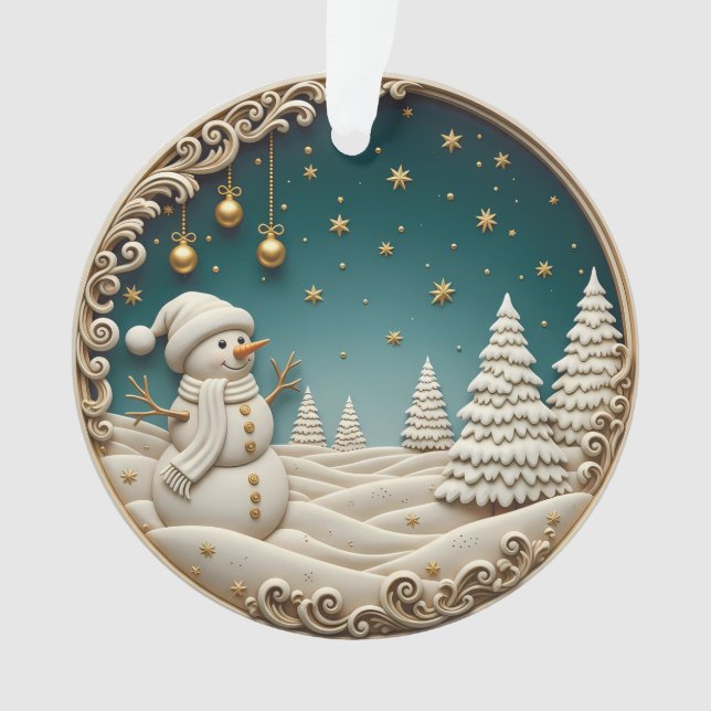 Snowman Christmas Ornament 2025 – Classic Carved (devant)