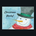 Snowman Christmas Party Invitation aquarelle Art<br><div class="desc">Une invitation festive de Noël bonhomme de neige amusante peinte en aquarelle! Invitation colorée à réunir amis et famille pour la saison des fêtes !</div>