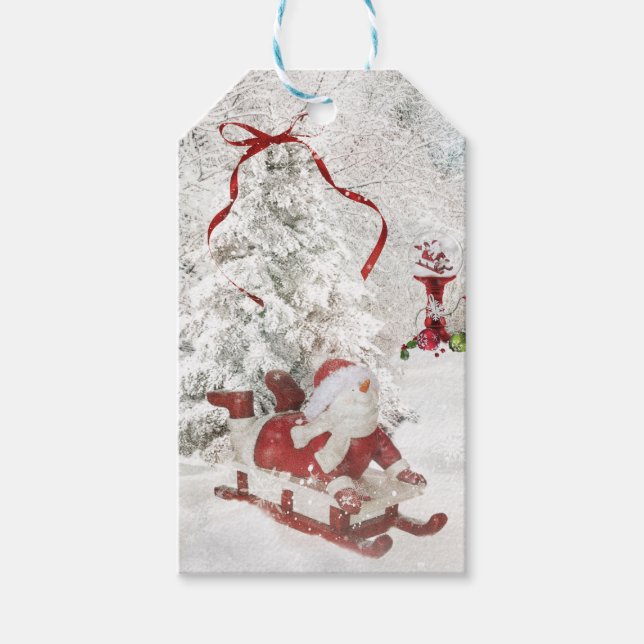 Snowman Christmas Snow Globe étiquettes de traînea (Devant)