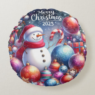 Snowman coloré et ornements Coussin de Noël