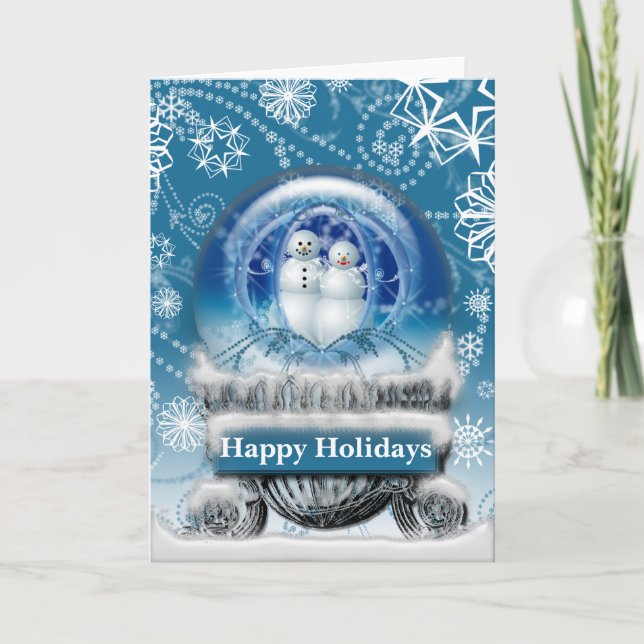 Snowman Couple Christmas Snow Globe Photo modèle (Devant)