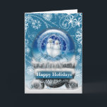 Snowman Couple Christmas Snow Globe Photo modèle<br><div class="desc">Snowman Couple Christmas Snow Globe Custom Greeting Card Photo Modèle Blank in side</div>