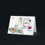 Snowman dans le réfrigérateur Carte Xmas<br><div class="desc">Une femme ouvre le frigo pour découvrir que le bonhomme de neige y a élu domicile.</div>