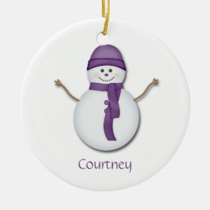 Snowman en Écharpe violette et ornement de Noël