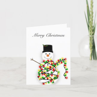 Snowman enchevêtré dans les lumières - Carte de No
