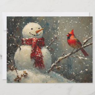Snowman et Cardinal peinture à l'huile papier de l