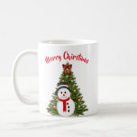 Snowman et Christmas Tree Coffee Mug<br><div class="desc">Si vous aimez les bonhommes de neige,  vous voudrez ajouter cette tasse de café chéri à votre collection. Susan a créé cette tasse à partir d'un collage original. Cette tasse de Noël ferait un cadeau réfléchi pour cette personne spéciale.</div>