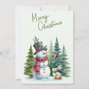 Snowman et Rabbit Joyeuse carte de Noël