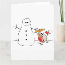 Snowman et robin amusant carte de Noël